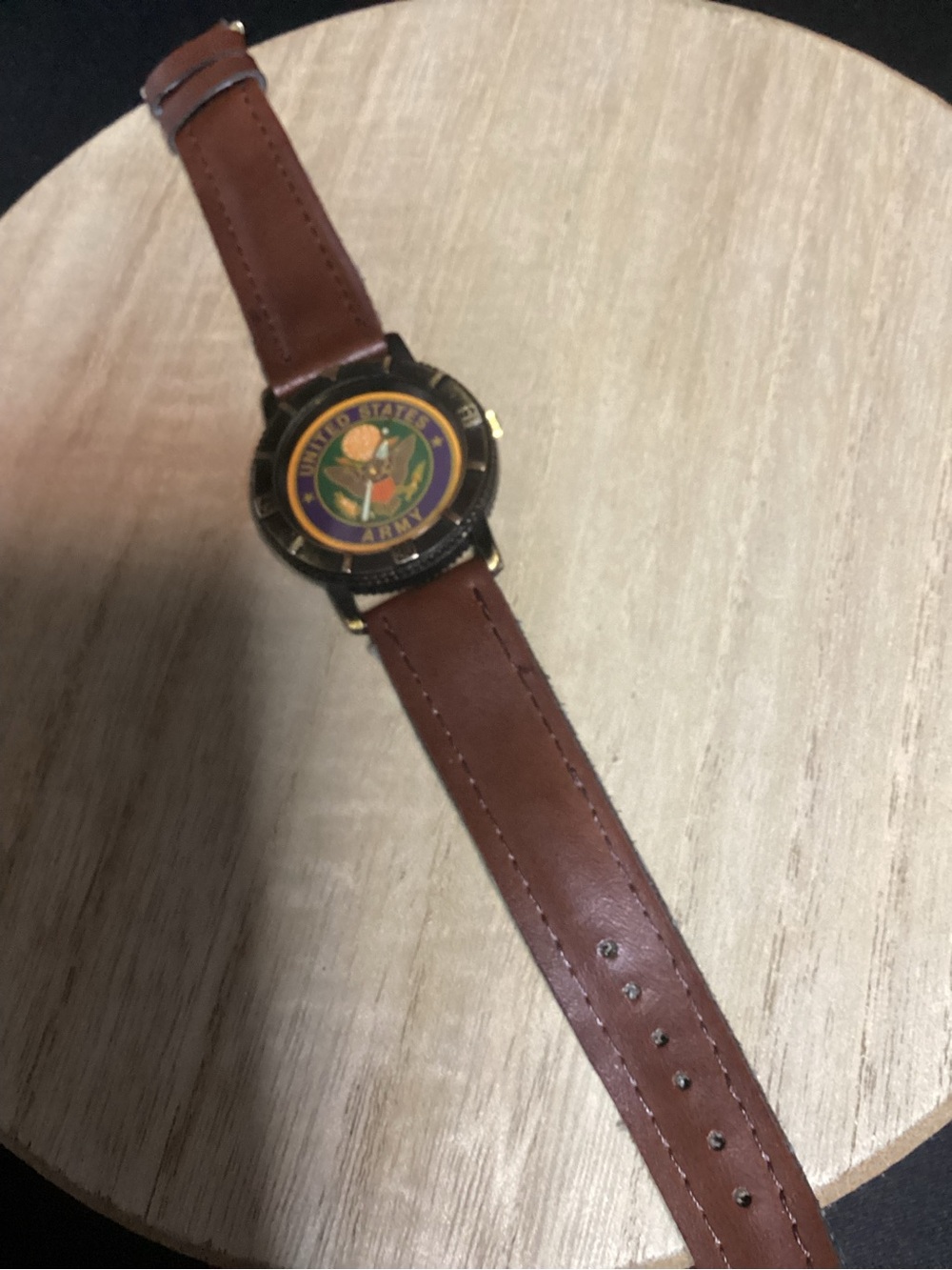 United States Army Brown Leather Strap Watch